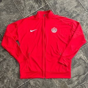 NIKE TEAM CANADA SOCCER Men's Red Zip Track Jacket Athleisure Olympics Sporty